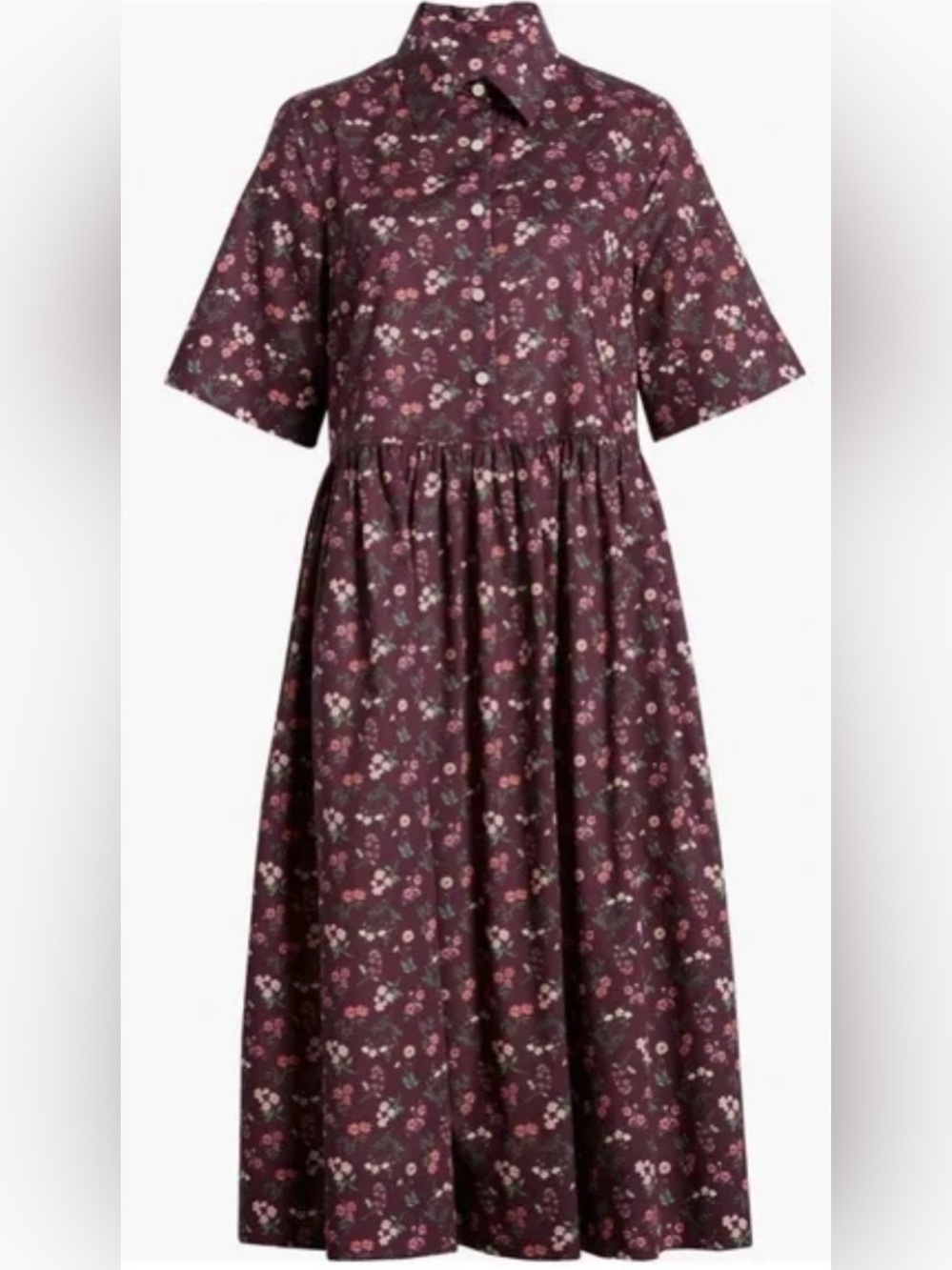 Liberty of London Floral Button-Front Midi Dress Purple Size Large